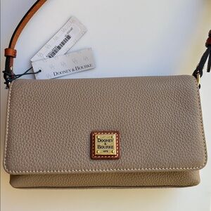 Dooney & Bourke Pebble Grain Becca Crossbody Taupe shoulder bag new NWT gold